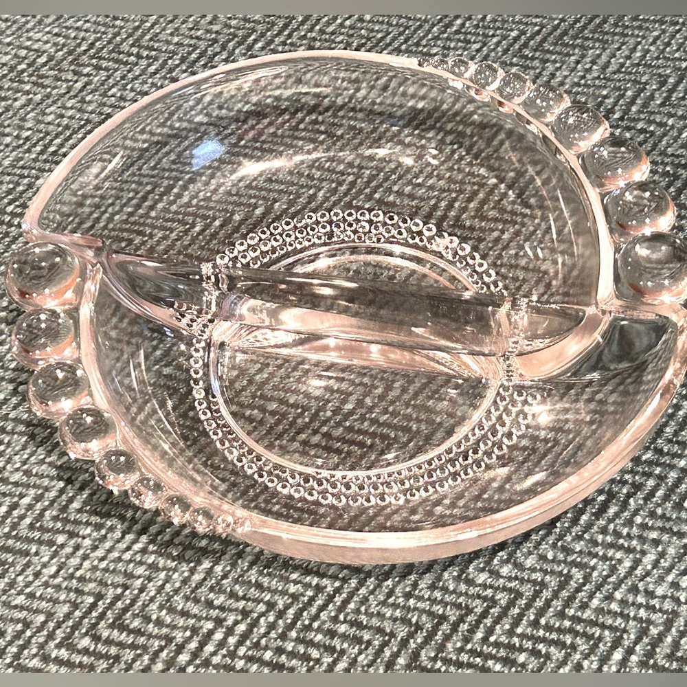 Vintage Duncan Miller TEARDROP Bubble Glass Divided BOWL Relish Trinket Dish